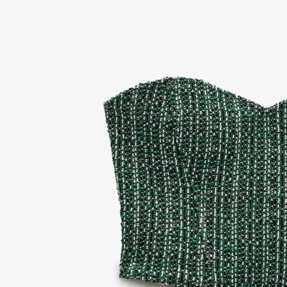 BLOGGERS FAV Strapless crop top bustier with sweetheart neckline texture… green - Picture 6 of 6